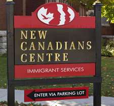 New Canadians Centre sign