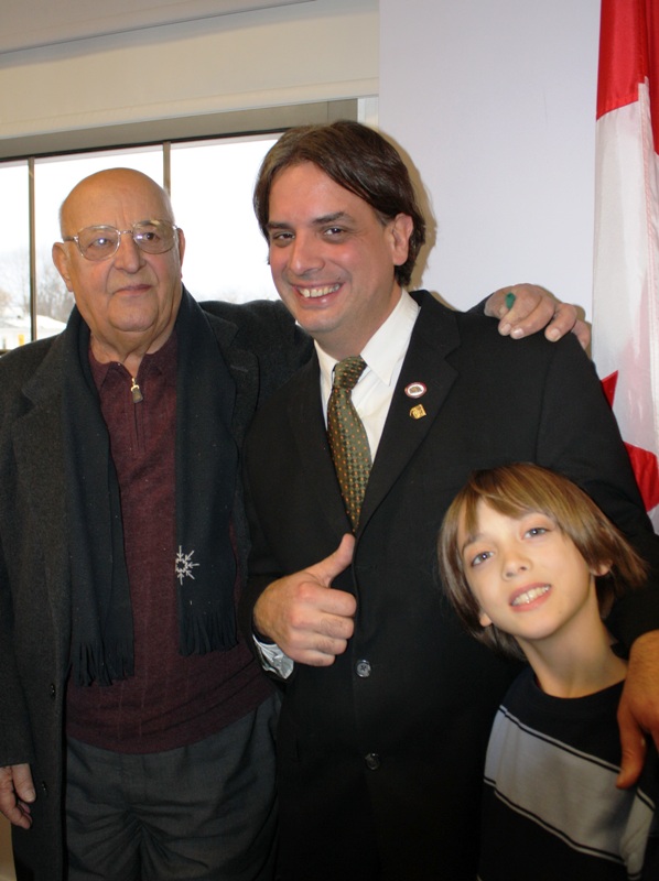City Councillor, Dean Pappas, with his immigrant father, Bill, and his son, Basil